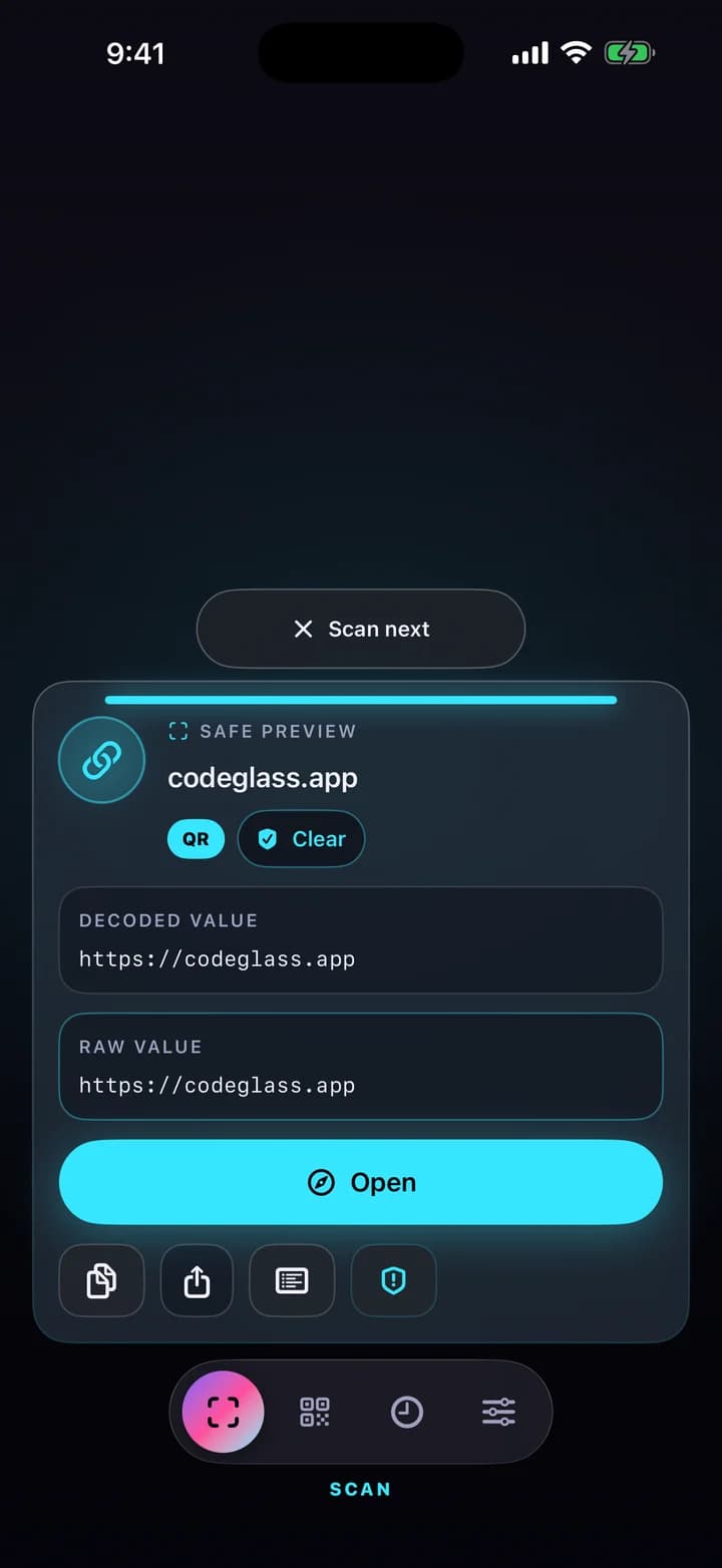 CodeGlass running on a phone